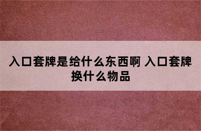 入口套牌是给什么东西啊 入口套牌换什么物品